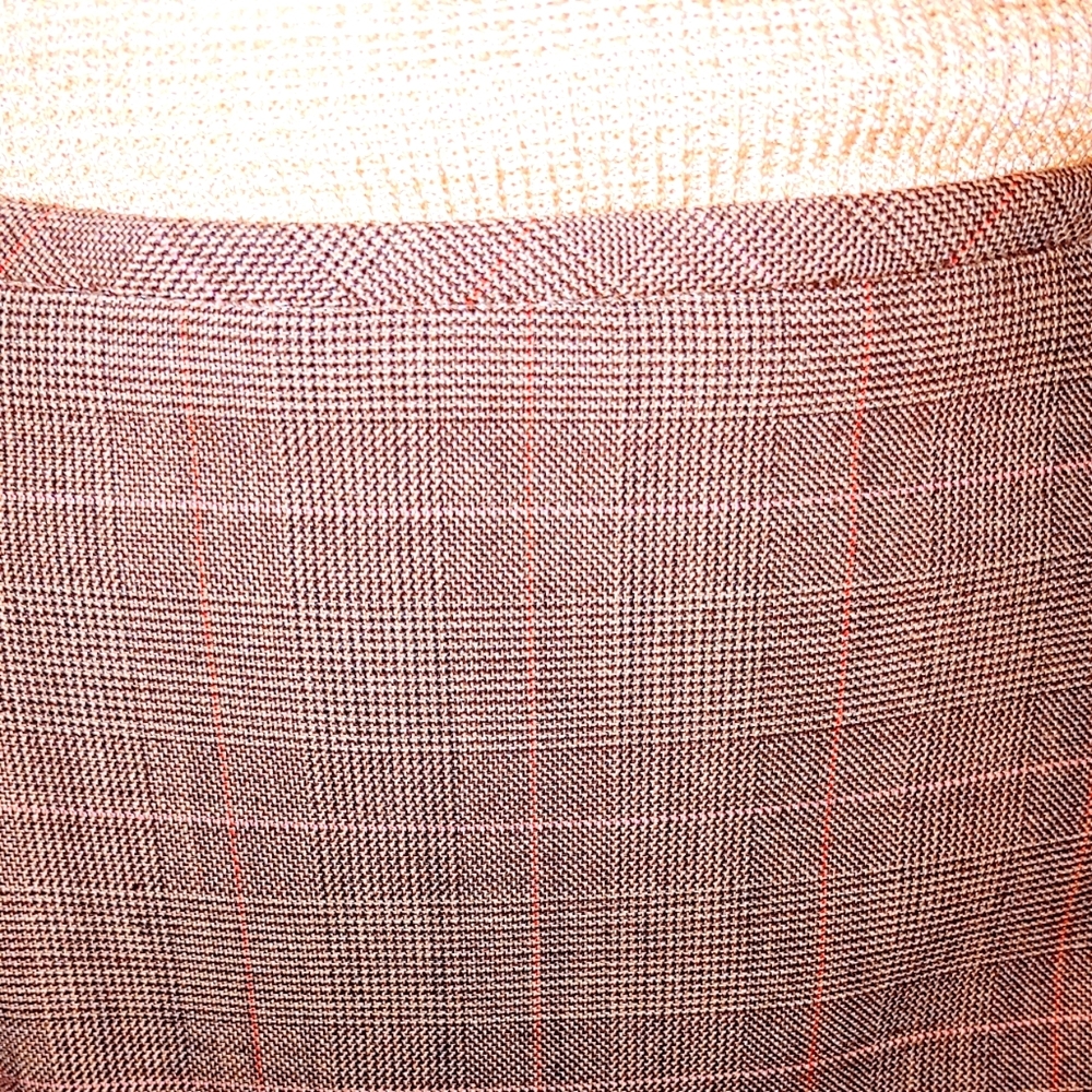 BILL BLASS 8 M/L HERRINGBONE BROWN TAN WOOL MODERN VTG TAILORED FIT SKIRT SUIT - Picture 11 of 14